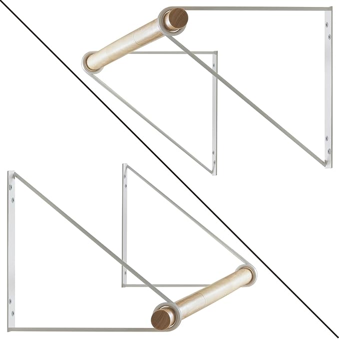 IBUYKE Wall Mounted Clothes Rack, Wood Wall Mounted Clothes Rail, Space-Saving Hanging Closet Rod, Modern Wardrobe Coat Rack for Entrance, Wall, Door, Bathroom, Bedroom, White TYJ005W