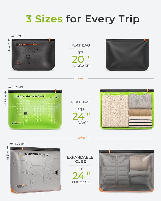 Vacbird Vacuum Bags for Travel with Rechargeable Cordless Vacuum Pump, 20-Pack Vacuum Seal Compression Bags for Clothes, Space Saver Bags for Suitcase, Carry-On Luggage Packing