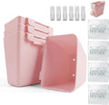 4 Pack Rolling Cart Accessories, Pink Craft Cart Cup Holder and 6 Hooks for Utility Carts, Adhesive Kitchen Cabinet Door Storage, Space-Saving Wall Mount Organizer for Bathroom, Office, Makeup