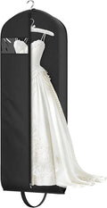 KEETDY Wedding Dress Garment Bag for Travel with 4" Gusseted Long Hanging Dress Bags for Gowns for Women Garment Cover Clothes Storage for Closet (Black, 65 inch)