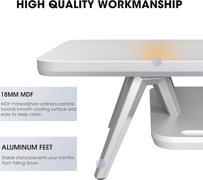 Fenge Dual Monitor Stand, Monitor Stands Riser for 2 monitors, 47.2 Inch Wood Desk Shelf with Storage Organizer and Cable Management for Office Desk Accessories