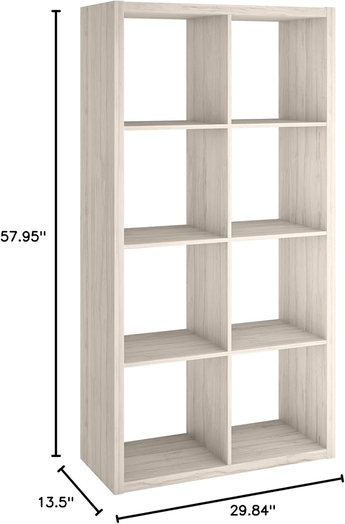 ClosetMaid Decorative Open Back 8-Cube Storage Organizer, Bleached Walnut