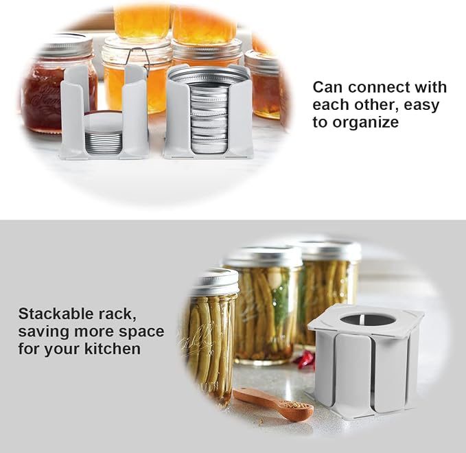 Aieve Mason Jar Lid Organizer, 4 Pack Canning Lid Storage Rack for Storing Wide & Regular Mouth Lids and Rings