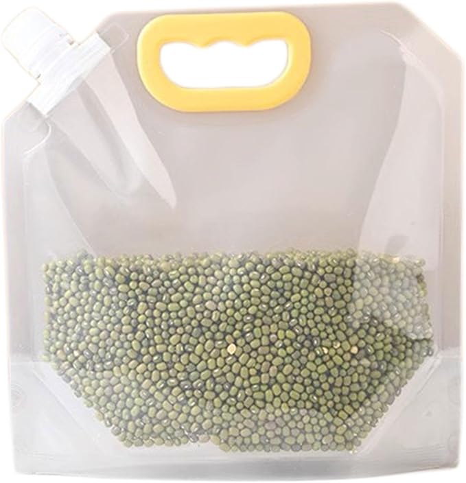 【15 Pack】Food Storage Bags Grain Moisture-proof Sealed Bags Stand Up Packaging Pouches Large Reusable Sealed Bag with Handle and Cap BPA Free,8.6"x8.6"
