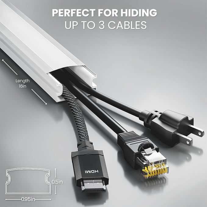 EVEO Cord Hider - 300” Cord Cover Wall Cable Hider, Cable Concealer, Wire Hiders for TV on Wall. Cable Management, Cord Hider Cable Raceway Wire Covers for Cords (Beige, Medium)
