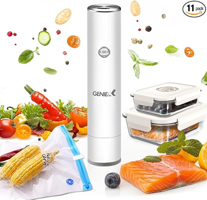 Vacuum Sealer Handheld for Food Storage (Compact Sealer + 10 reuseable food bags)