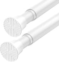 2Pack White Tension Curtain Rods 23-48Inch - Adjustable, No Drilling, Spring Tension Rods for Windows, Doorway, Closet