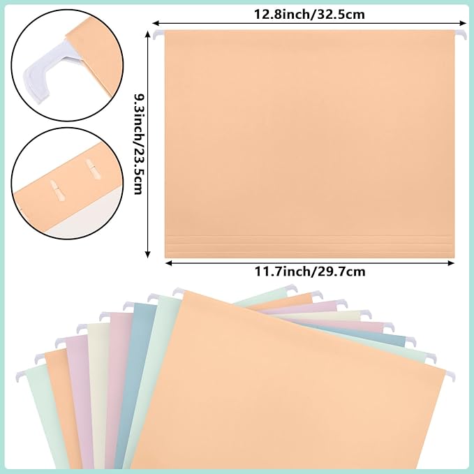 Dispowreath 24 Hanging File Folder with Acrylic Organizer for Letter/a4 Size Desktop Clear File Storage Box with Handles for Home Work Office Use(Colorful,Classic)
