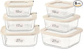Urban Green Glass Food Storage Containers with Glass Lids, Microwave Safe Food Container Set, Airtight Meal Prep Containers, LeakProof, 100% Plastic Free, 6 Pack