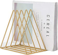 QPEY Triangle File Holder,5 Slot Metal Vinyl Record Stand Holder Magazine Newspaper Holder Photography Props for Office Home 1 Pc (Gold)