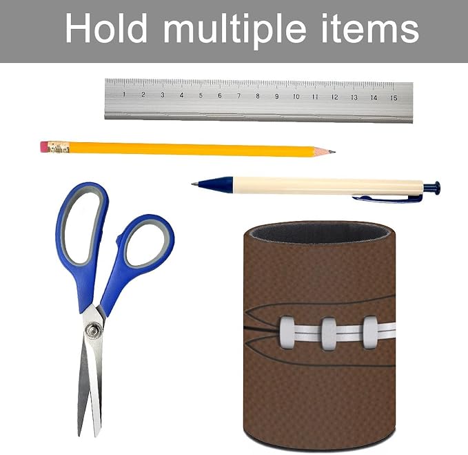 American Football Pen Holder Pencil Cup for Desk Organizer | Cute Makeup Brush Holder PU Multifunctional Office Suppliesfor Decor Home Classroom School