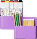 Mabrasse 2p Magnetic Dry Erase Marker Holder,Pen and Eraser Holder for Whiteboard, Magnet Pencil Cup Utility Storage Organizer for Office, Refrigerator, Locker and Metal Cabinets（Purple)