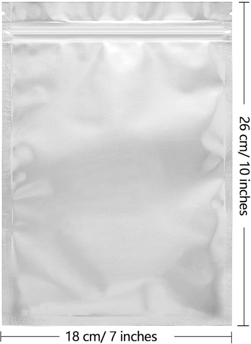 100 Pack Mylar Bags for Food Storage 7 x 10 Inch Smell Proof Bags Resealable Aluminum Foil Packaging Pouch Bag Silver