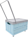 Collapsible Storage Bins with Lids, Folding Plastic Stackable Utility Crates 30L, Plastic Tote Storage Box Container Stackable Folding Utility Crates for Clothes Books Snack Shoe and Grocery Storage