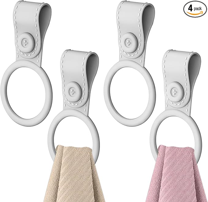 4 Pack Silicone Kitchen Towel Holder, Hanging Kitchen Towels; Dish Towel Holder for Cabinet, Oven, Stove, Sink – Durable, Non-Slip Design for Easy Hanging (Grey)