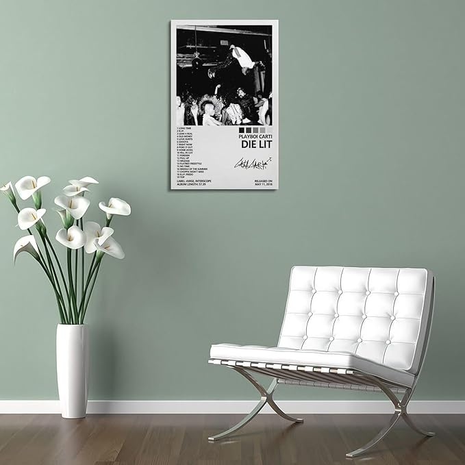 OrdaLi Playboi Carti Die Lit Art Poster - Album Cover Canvas - Living Room & Bedroom Decor - 12x18inch (30x45cm) Frame-Style