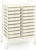 GOFLAME 20-Drawer Rolling Storage Cart, Multifunctional Art Craft Organizer, Mobile Utility Storage with Removable Drawers & Lockable Wheels, Craft Cart for Home Office, White