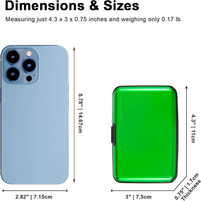 Credit Card Holder, RFID Blocking Metal Card Wallet for Women Men Slim ID Card Holders Protector Aluminum Business Hard Case (Green)