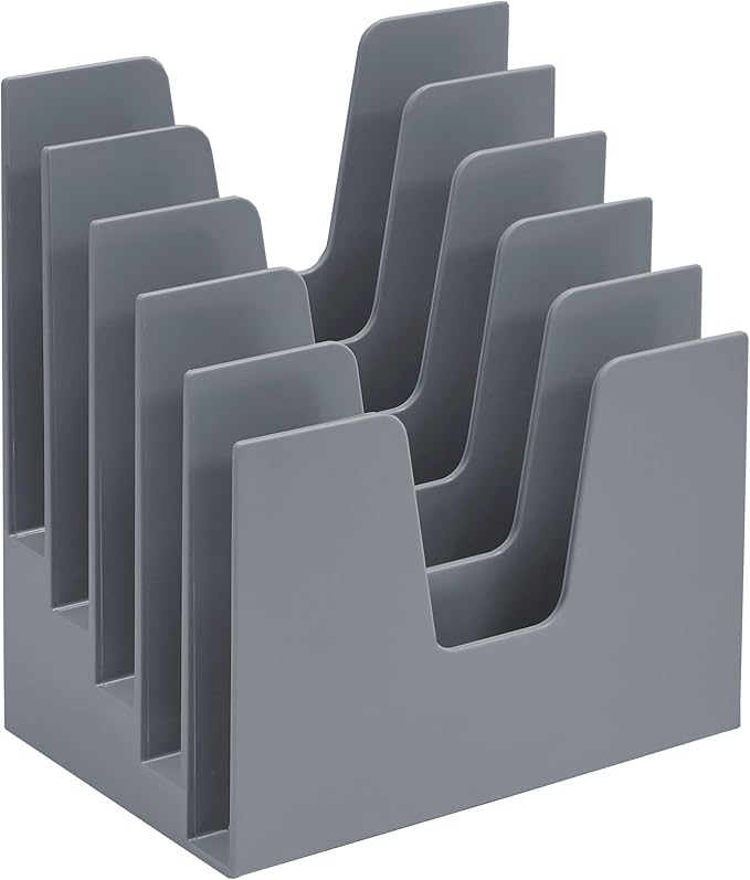 Acrimet 5 Section Incline File Sorter Organizer, Desktop Mail Holder Silver | Durable Plastic, Space-saving Design, Easy Document Access, Ideal for Office, Home and School Use