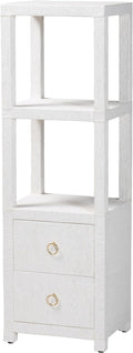 Bali & pari Xavier Grasscloth Tall Storage Cabinet - Woven Accent Displaying Tower Bookcase with Open Shelves and Drawers, Space-Saving Organizer for Living Room, Bedroom, or Entryway