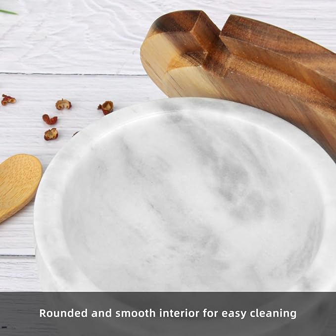 Salt Cellar Box with Lid & Spoon, Modern White Stone Salt or Pepper Sugar Spice Seasoning Bowl Container Jar Holder Well Keeper Dish Pig Crock for Kitchen (Marble Bowl Set)