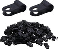Antrader 1/5" Rope Light Clips with Stainless Steel Screws,Black,200Pcs | Nylon Screw Mounting Cord Fastener Clips for 1/5 Inch Diameter Wire Management