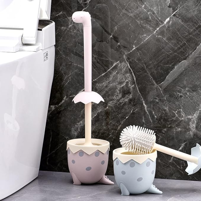 Toilet Brush Set, Compact Size Toilet Bowl Brush and Holder Toilet Bowl Scrubber with Silicone Bristles, No Dead Angle Home Cleaning Utensils Bathroom Accessories (Color : Blue) (Blue)