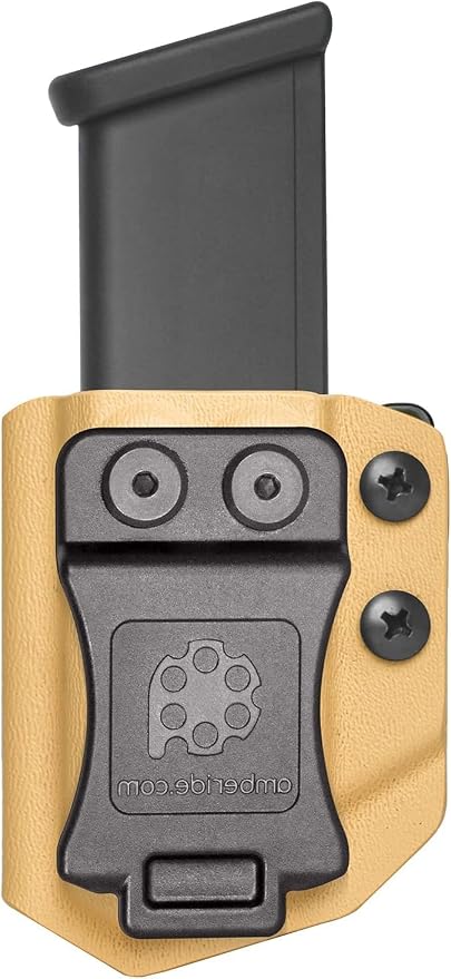 Amberide Universal IWB/OWB Kydex Mag Carrier for 9mm / .40 & .45 ACP Magazines, Single and Double Stack, Adjustable Retention, Ambidextrous, Fits 1.5" Belt, Made in USA
