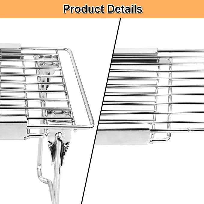 Orgneas Expandable Freezer Shelves, 15.8"-22" Adjustable Cooler Shelf Organizer, Thickened Heavy Duty Cabinet Shelf Organizer and Storage for Kitchen Pantry Refrigerator and Cooler, 2 Pcs