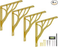 Rustic Tree Brass Heavy Duty Shelf Brackets 8 inch by Balin Designs, Gold Decorative L Brackets, Iron Metal Floating Shelf Bracket, Wall Mount Shelving Bracket, Included Hardware, Set of 4