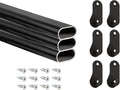 Outwater 48 Inch Black Aluminum Oval Closet Rod Kit, 1-3/16 Inch x 19/32 Inch Profile, Includes Matching Screw Mount Supports and Mounting Screws, Pack of 3