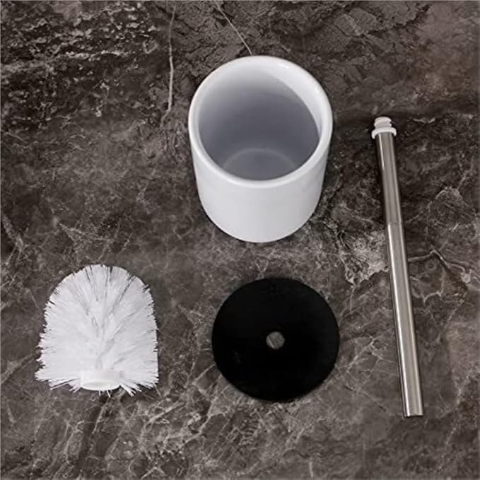 Toilet Brush Ceramics Toilet Brush Quick Draining Clean Tool Floor-Standing Cleaning Brush Home Bathroom Accessories Toilet Tools (White 9x9x14cm)