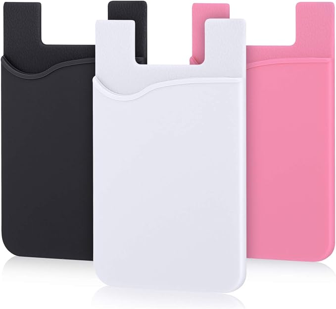 Pofesun 3 Pack Silicone Adhesive Card Holder for Back of Phone, Stick on Wallet Pocket Credit Card Pouch Sleeve Compatible for iPhone 17 16 15 14 13 12 Pro Max,iPad,Samsung Galaxy,Tablet