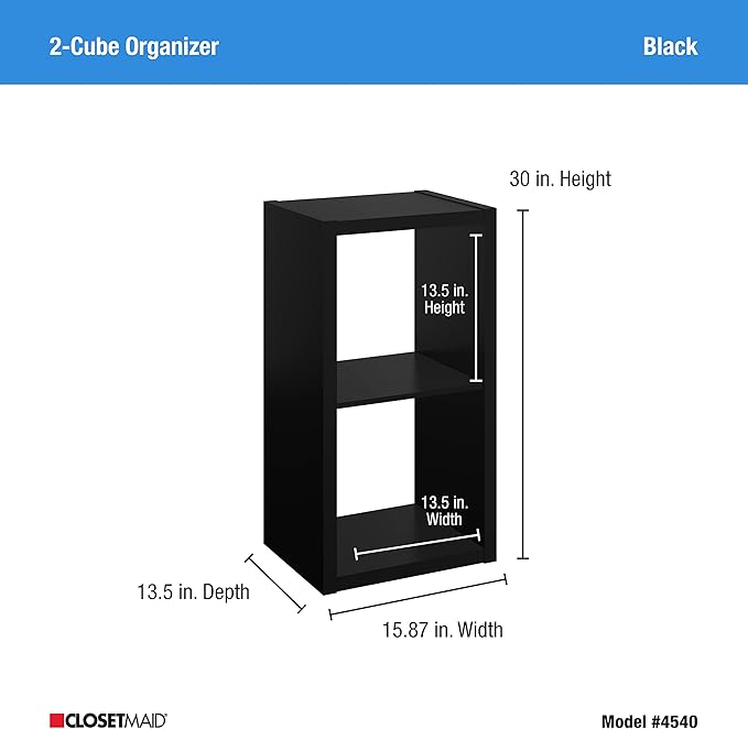 ClosetMaid 2-Cube Decorative Open Back Storage Organizer, Black
