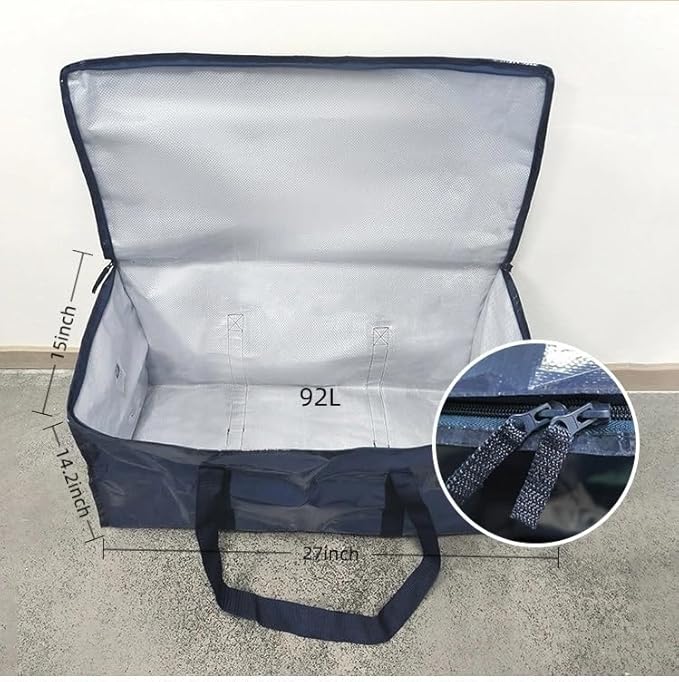 Moving Bags, Extra Large Heavy Duty Family Moving Bags with Reinforced Handles & Visible Window, Zippered Storage Bags for Clothes, Bedding, Dorm Room Essentials, Packing Supplies Alternative to Boxes
