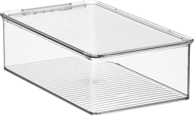 iDesign Stackable Plastic Shoe Box with Hinged-Lid, Set of 4, Clear | For Sneakers, For Sandals, For Flats