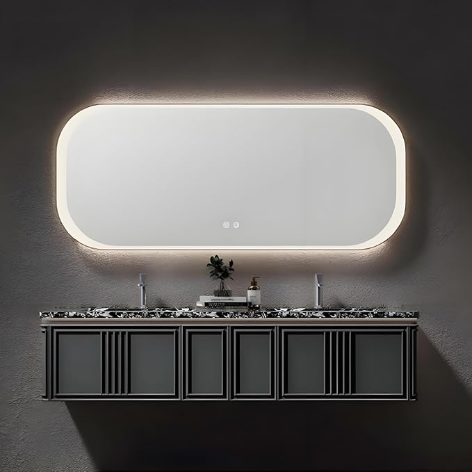 Black 90IN Dual Bathroom Vanity with Sink - Modern Floating Bathroom Vanity Set | Equipped with LED Smart Defogging Mirror | Luxurious Marble Countertop | Oak Material