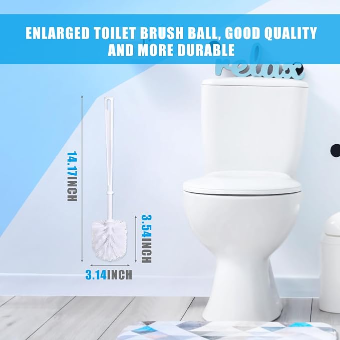 Mimorou 1 Pcs White Toilet Bowl Brush, Soft Bristle Bathroom Scrubber with Long Plastic Handle, Cleaning Brushes for Household, Commercial & Hospitality