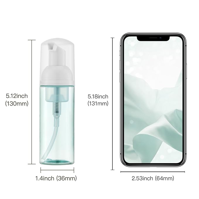 Travel Foam Pump Bottle - 2oz Small Size Foaming Hand Soap Dispenser - Mini Portable Mousse Lash Shampoo Kit Container for Hair - Empty Leak Proof Plastic Color Foamer for Liquid Toiletry 4Pack