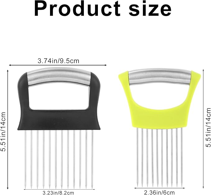 2pcs Onion Holder for Slicing, 2 Styles Stainless Steel Tomato and Potato Slicer Versatile Food Slice Holder Home Kitchen Tool for Meat Onion Tomato Potato
