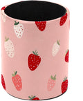 Leather Pen Holder for Desk, Cute Strawberries Print Pencil Cup Pen Organizer Makeup Brush Holder for Office Home Kids Countertop Desk Accessory Storage