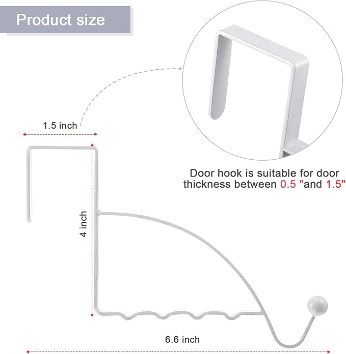 Hotop 2 Pcs Over The Door Hooks Over Door Hanger Sturdy Valet Hooks Mounted Hanging Storage Organizer Rack for Clothes Coats Towels Hats Scarves Purses(White)