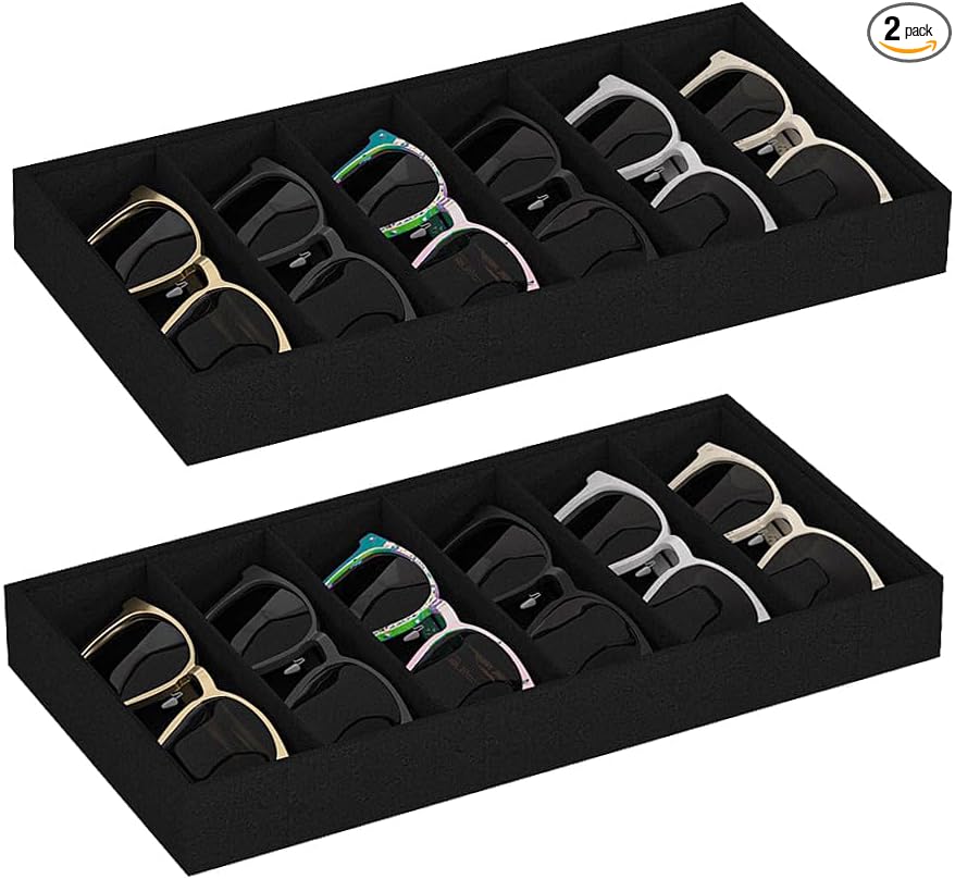 Sunglass Organizer Tray,Eyeglass Storage for Multiple Glasses,Jewelry and Sunglasses Drawer Organizer (Black 2)