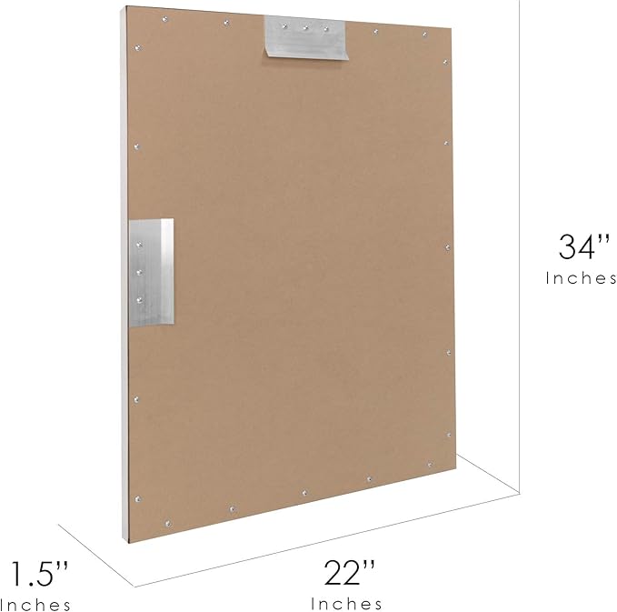 Head West Spectrum Modern Rectangular Mirror 22" x 34", Brushed Nickel Finished Stainless Steel Framed Bathroom Mirrors for Over Sink and Living Room and Entry Way