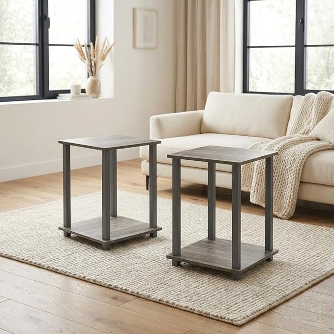 Furnifact French Oak Grey Bookcase with Stylish Design, Sturdy Wood Material, Single Piece Construction for Modern Storage Solution