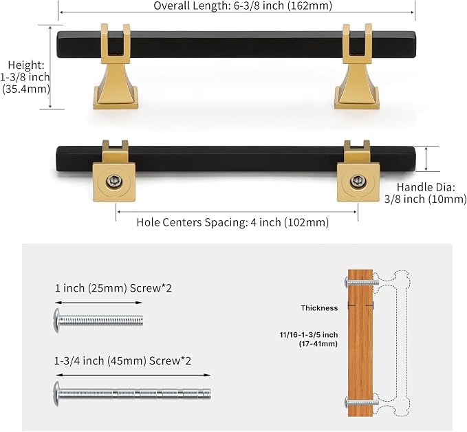 10 Pack 4 Inch Black and Gold Cabinet Pulls Black and Gold Cabinet Handles Kitchen Cabinet Pulls Dresser Drawer Pulls Kitchen Cabinet Hardware