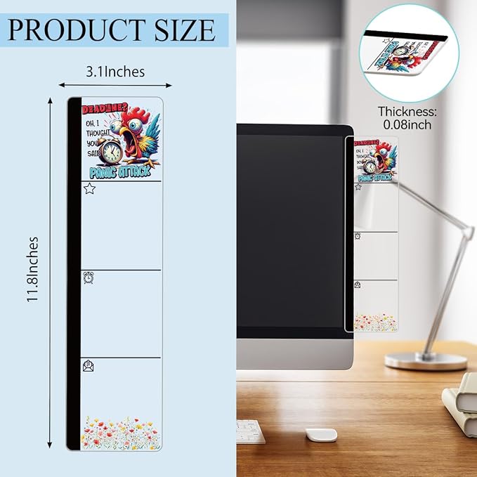 Monitor Memo Board Acrylic Sticky Note Holder Funny Office Decor Desk Memo Organizer with 100 Pcs 3X3 Inch Blue Self Stick Note Pads for Home Cubicle Workspace Decoration