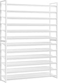 Nunsino Shoe Rack, Long Shoe Organizer,Max Holds 75 Pairs,12 Tier Metal Shoe Storage Shelf,6-Tier Stackable Shoes Organizer for Garage, Entryway,White