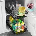 Pull Out Cabinet Organizer, Multifunctional Sliding Mesh Cabinet Basket, No Drill Pull Out Shelf Storage Drawer for Kitchen Bathroom Home Pantry