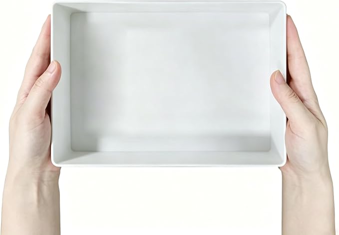 Amazon Basics Rectangular Plastic Desk Organizer with Storage Trays, Accessory Tray, Drawer Organizer, 9.4 x 6.7 x 2 inch, White (Pack of 2)